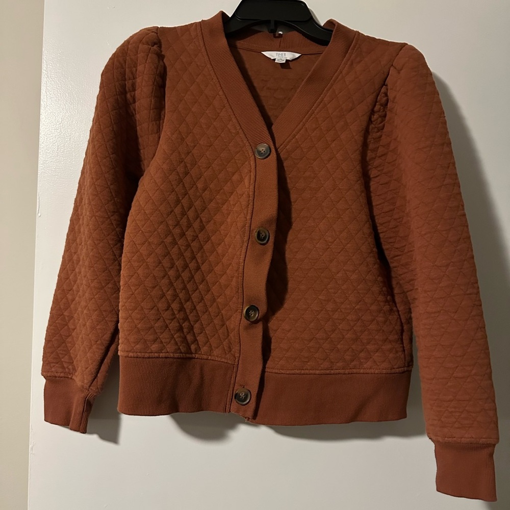 Size Medium (8/10) Time & Tru Quilted Button-Up Cardigan